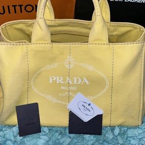 💛Prada Canapa Large tote yellow💛